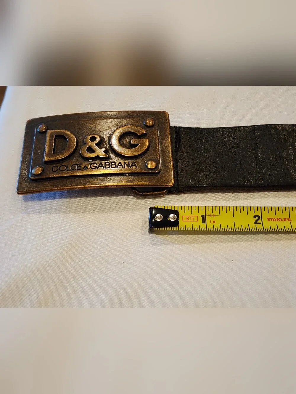 Dolce & Gabbana D&G Black Leather Belt with Brass Buckle